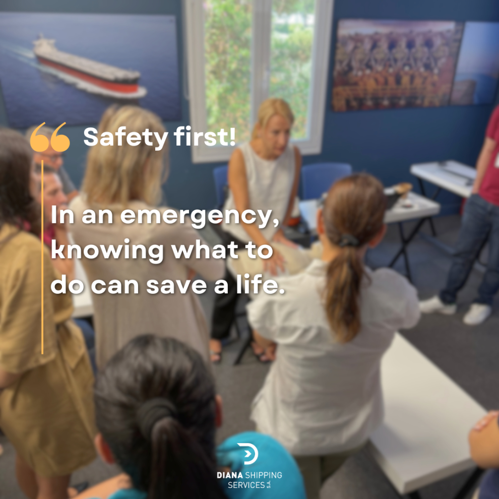 Prepared to act. Ready to help. Our employees at the training. (Image: Diana Shipping Services S.A.)