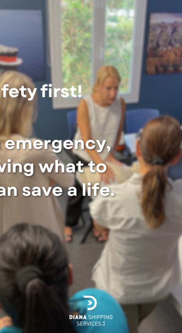 Prepared to act. Ready to help. Our employees at the training. (Image: Diana Shipping Services S.A.)